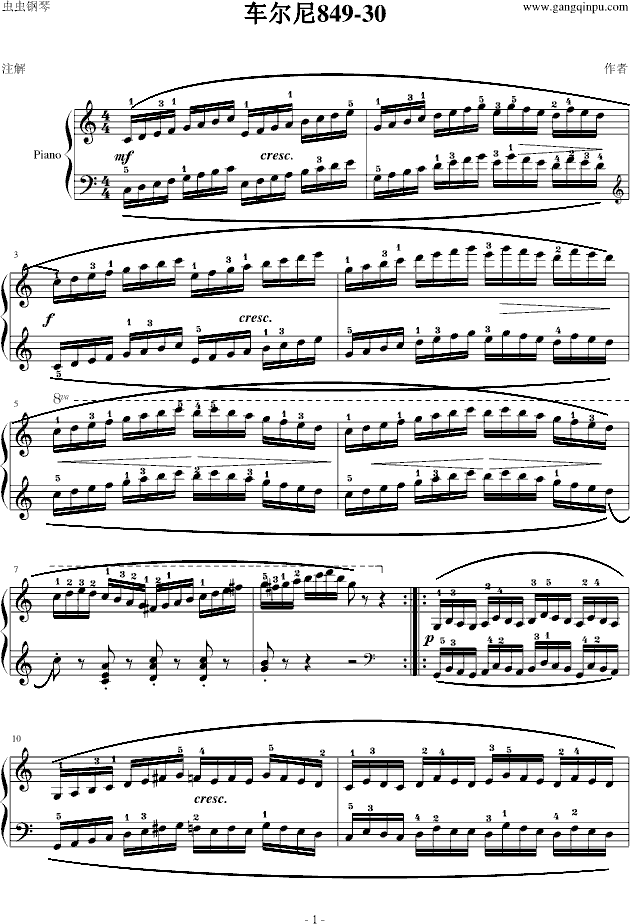 车尔尼op849 no.30钢琴谱_-独奏谱__钢琴独奏视频_谱