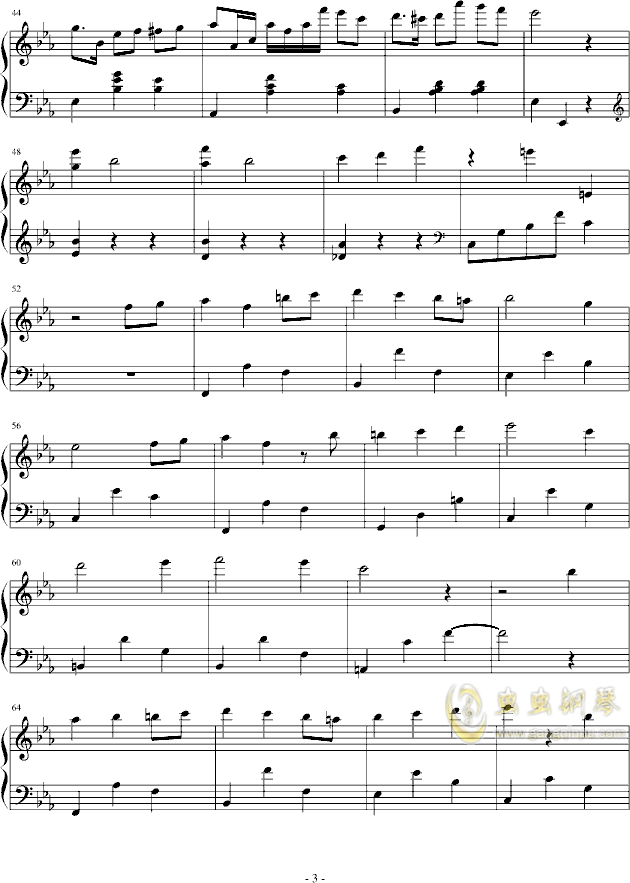 华尔兹钢琴简谱_g调华尔兹 钢琴谱 乐谱网(3)