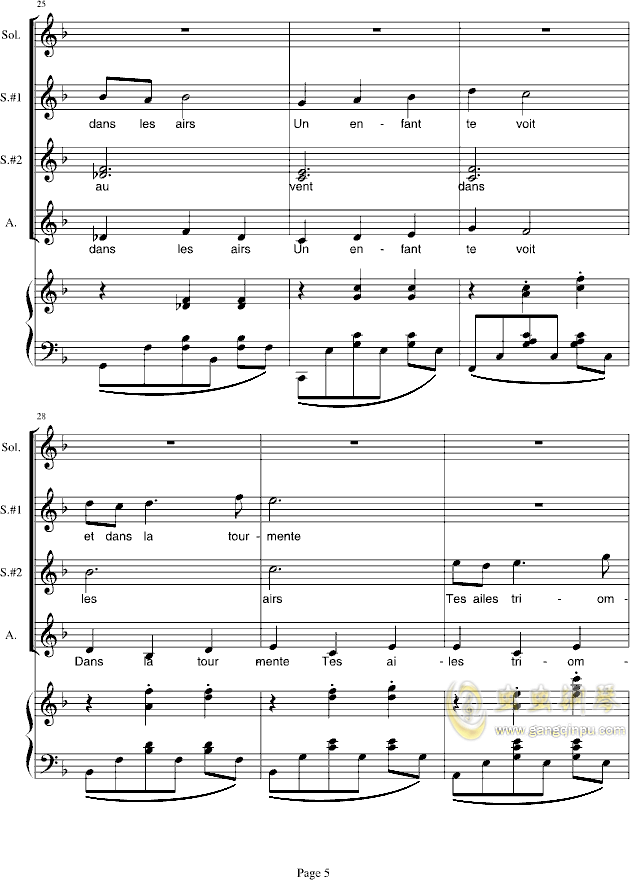 放牛班的春天简谱_Vois Sur Ton Chemin 放牛班的春天 插曲 简谱 需改编