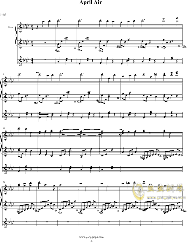 april air ,april air 钢琴谱,april air c调钢琴谱