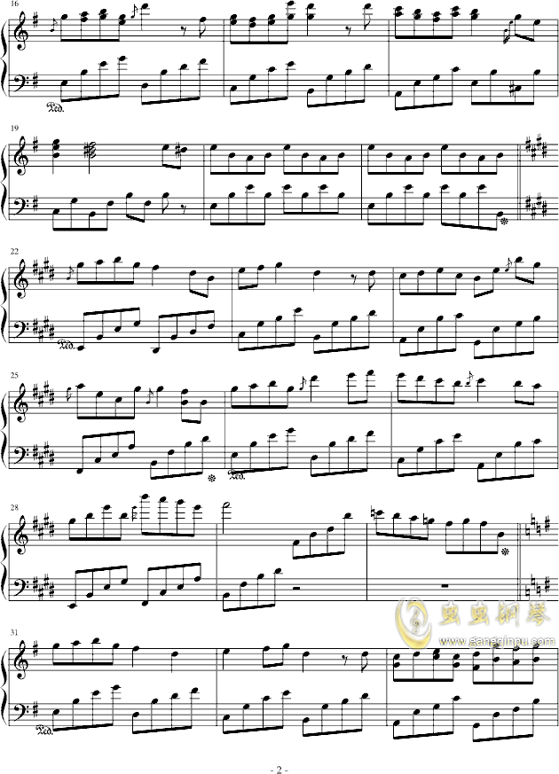 刚好遇见你钢琴版简谱_卡农简谱钢琴版(2)