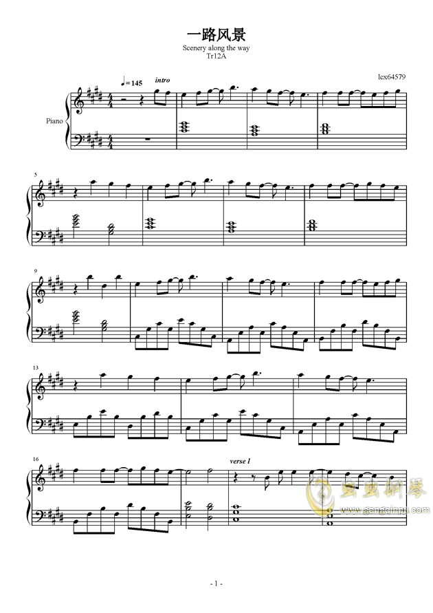 【标题要长】一路风景,【标题要长】一路风景钢琴谱,【标题要长】一路