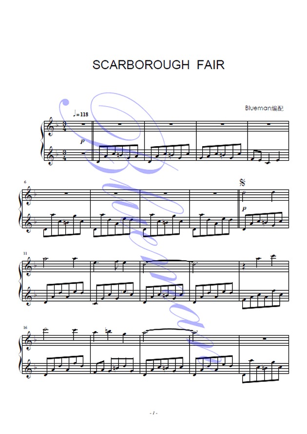 斯卡布罗集市钢琴简谱_斯卡布罗集市简谱(3)
