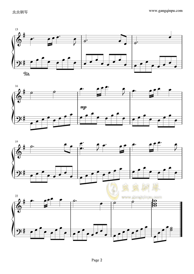 花样年华钢琴曲谱五线谱_卡农钢琴曲谱五线谱