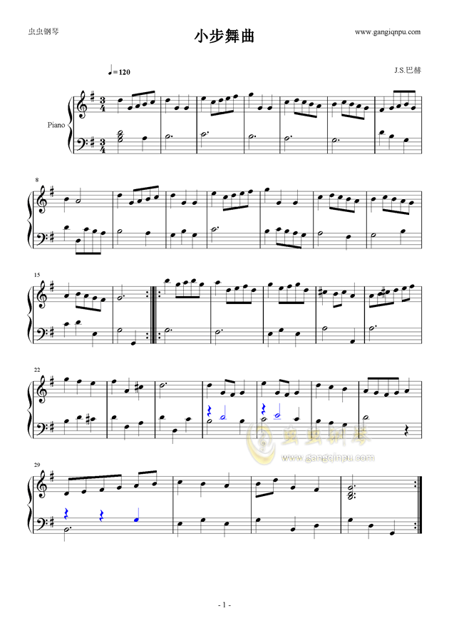 g大调小步舞曲钢琴简谱_G大调小步舞曲钢琴谱 独奏谱 巴赫 P.E.Bach 钢琴独奏视频 原版钢琴谱 乐谱 曲谱 五线谱 六线谱 高清免费下载(2)