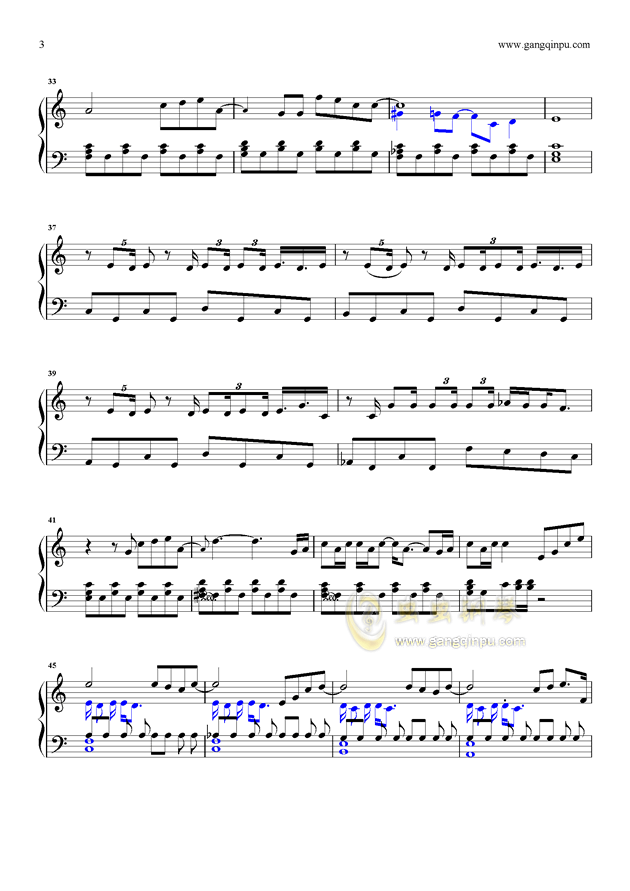 恋爱钢琴曲谱大全_初学者钢琴曲谱大全(3)