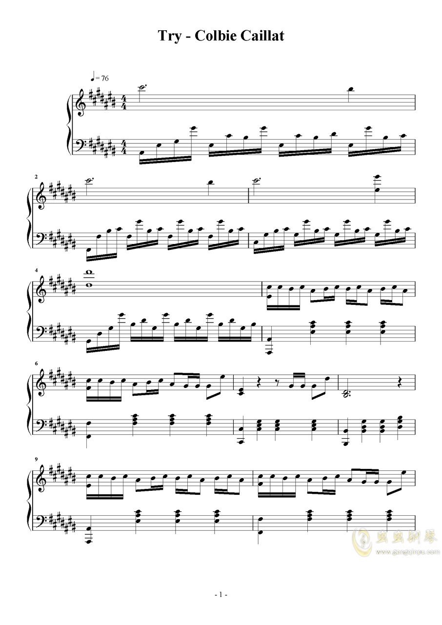 《try》简谱colbie_try简谱