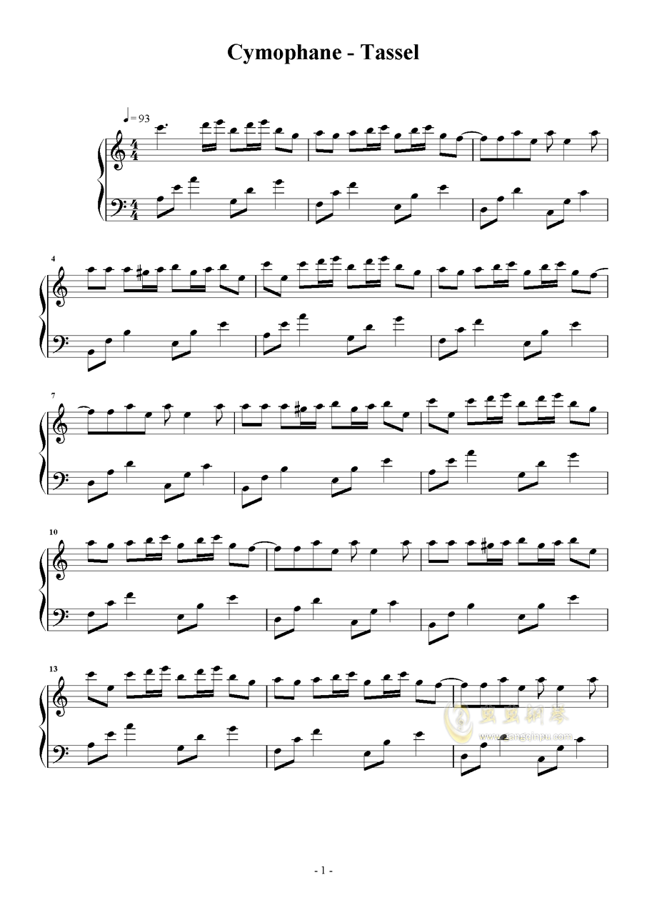 cymophane - tassel,cymophane - tassel钢琴谱,cymophane - tasselc