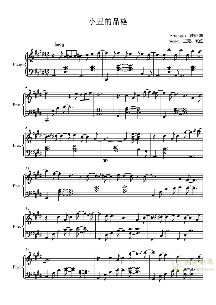 小丑钢琴曲谱简谱_小丑头像(4)