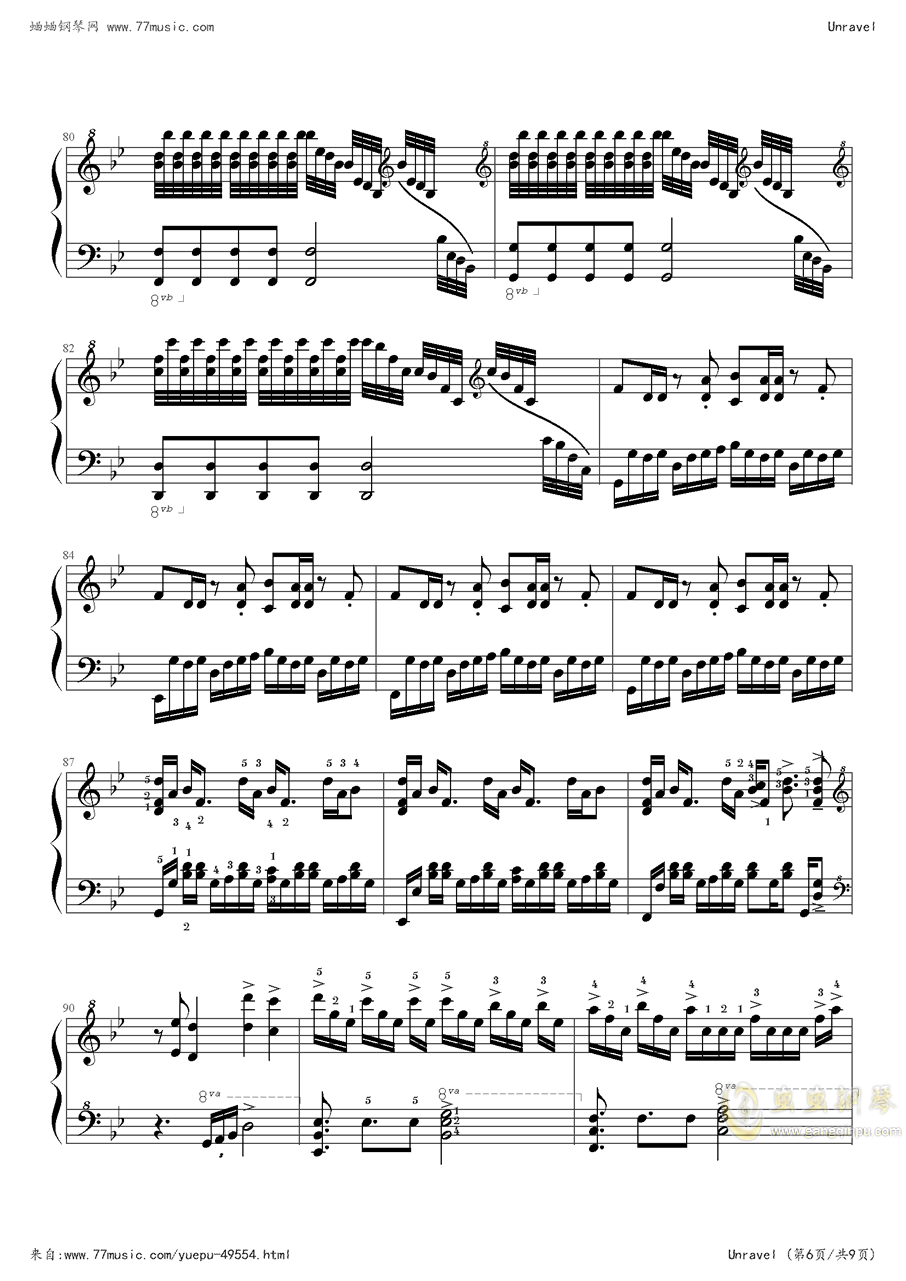 unravel简谱钢琴版(3)