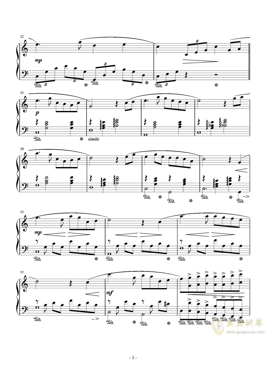 歌曲我爱你中国钢琴版曲谱_曹操钢琴版曲谱数字(3)