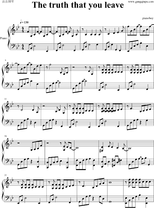 the truth that you leave piano sheet pdf