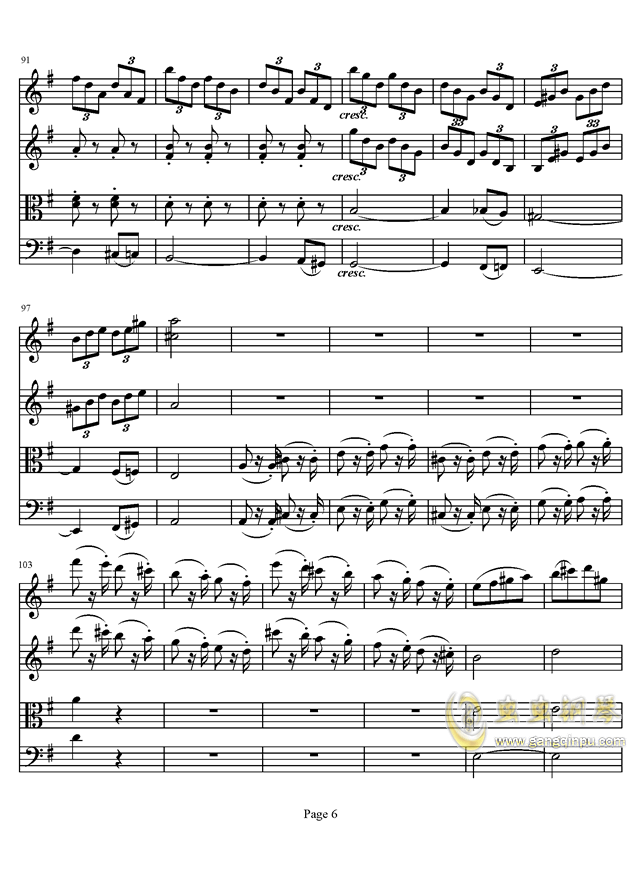 弦乐四重奏曲谱情深意长_弦乐五重奏(5)