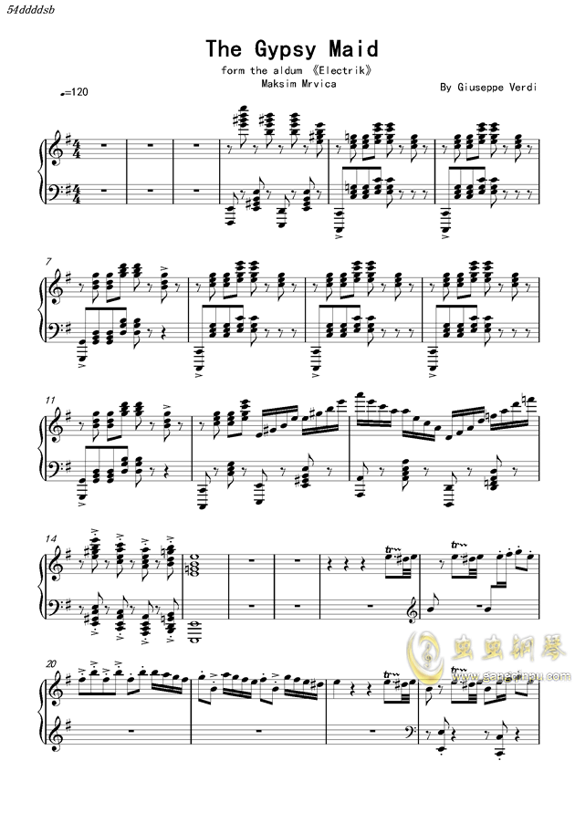 马克西姆 吉普赛女郎 马克西姆 吉普赛女郎钢琴谱 马克西姆 吉普赛女郎g调钢琴谱 马克西姆 吉普赛女郎 钢琴谱大全 虫虫钢琴谱下载 Www Gangqinpu Com