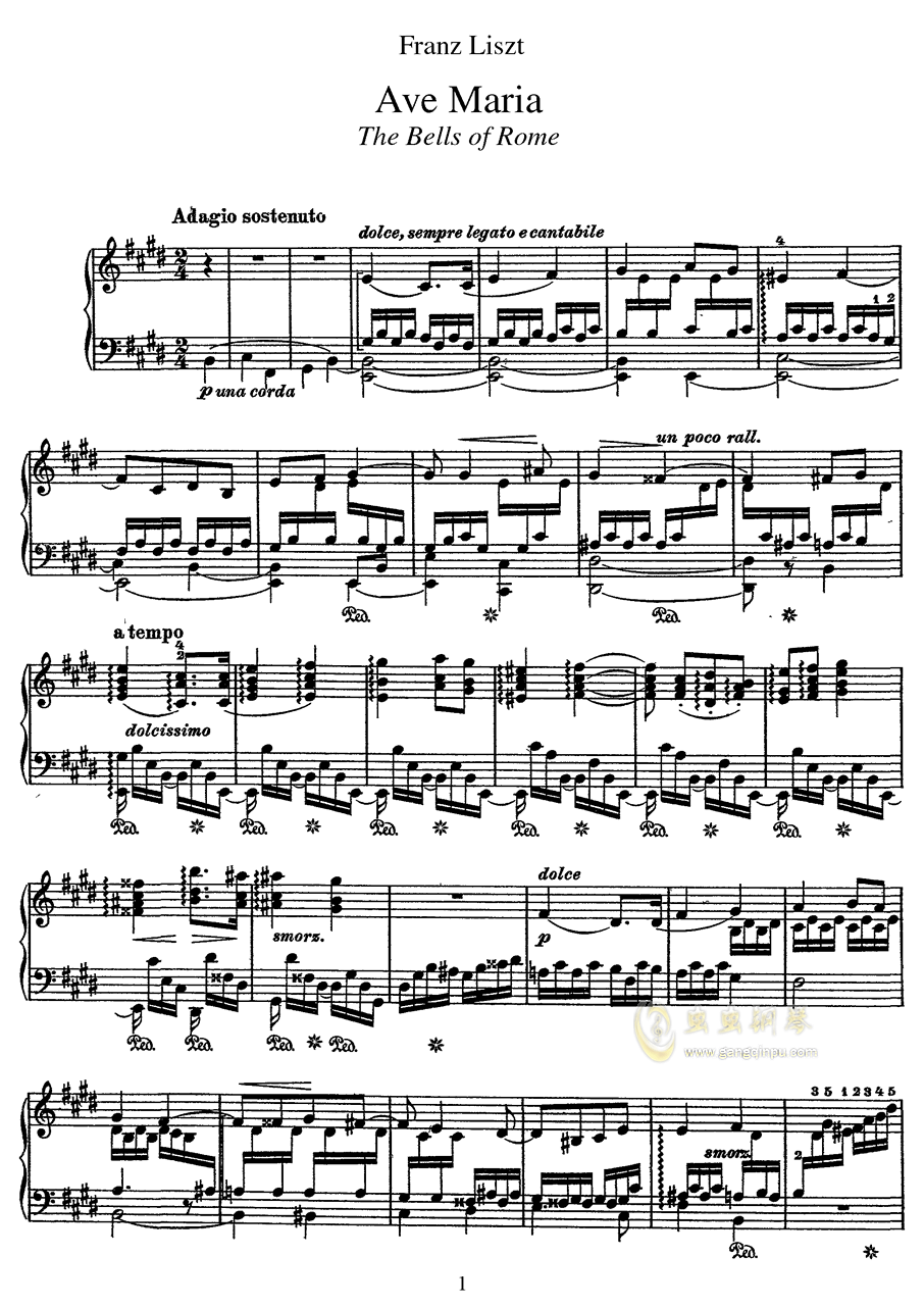 罗马的钟声s 1钢琴谱 D调独奏谱 钢琴独奏视频 原版钢琴谱 虫虫钢琴 钢琴谱 钢琴曲 乐谱 曲谱 五线谱 六线谱 高清免费下载