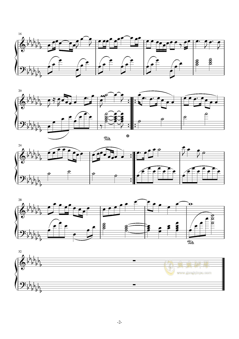 钢琴曲谱长相依_长相依曲谱(2)
