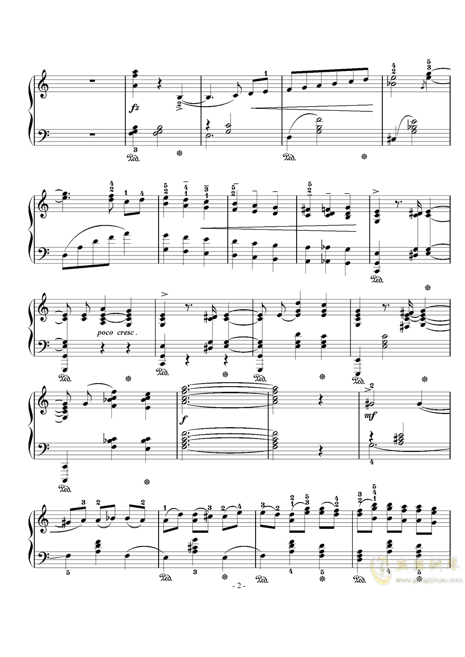 戈赛克加沃特舞曲钢琴曲谱_加沃特舞曲简谱图片(5)