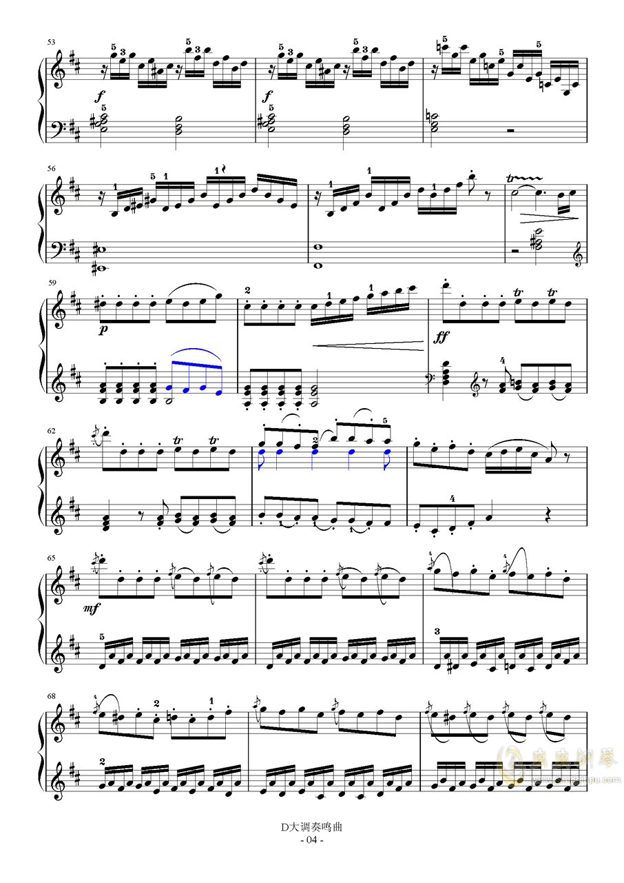 海顿奏鸣曲第一乐章XVI31曲谱_海顿d大调奏鸣曲(4)