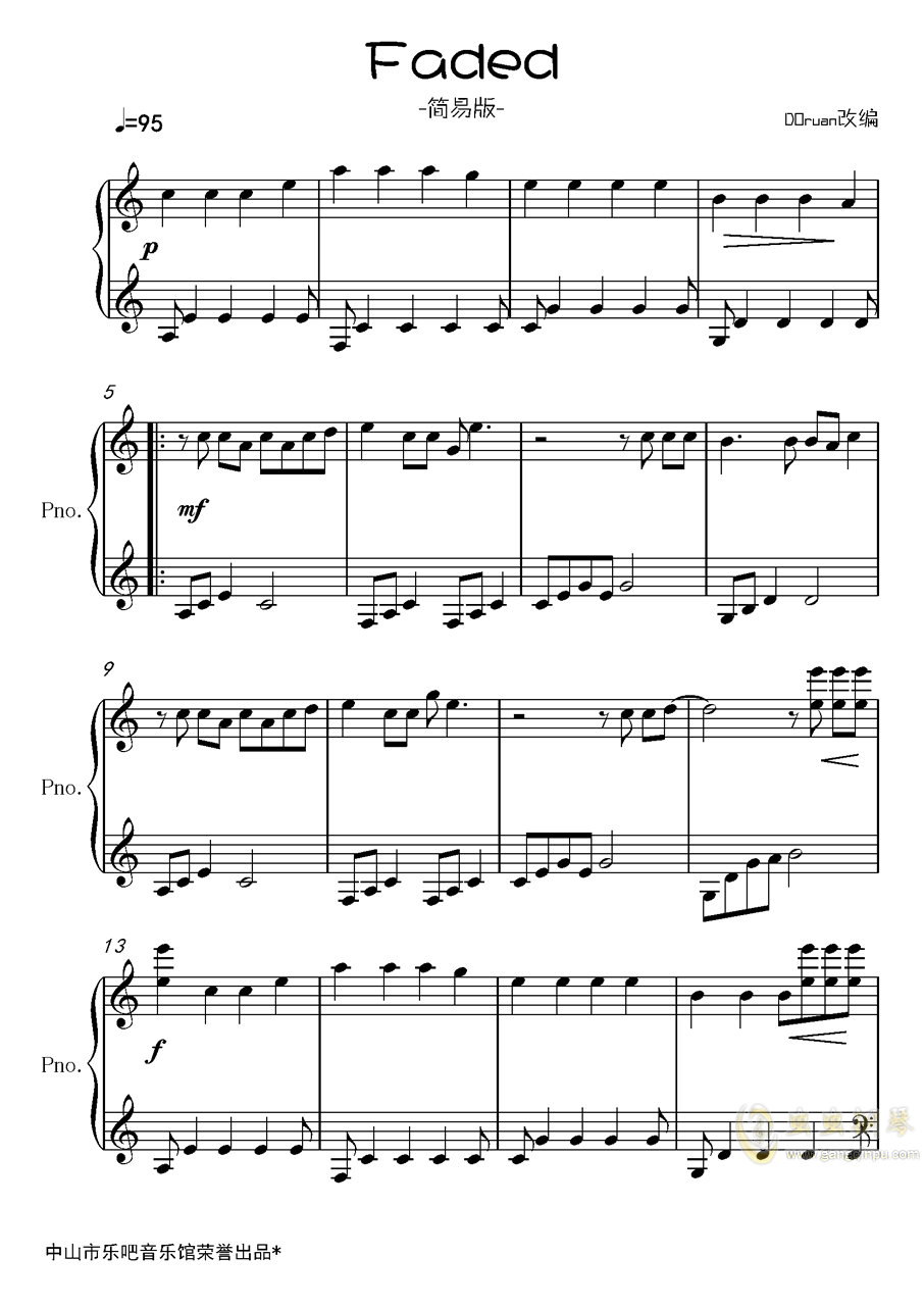 faded钢琴简谱数字版_faded钢琴数字谱(3)